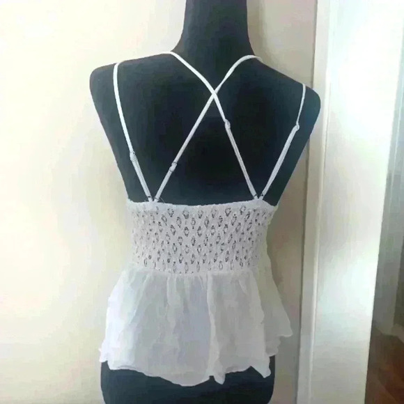 J for Justify Womens White Lace Peplum Tank M - Picture 4 of 14